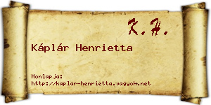 Káplár Henrietta névjegykártya