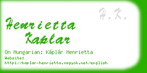 henrietta kaplar business card